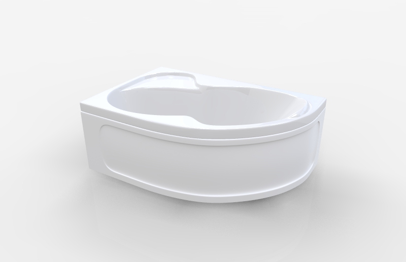 Акриловая ванна MarkaOne Aura 150х105 R (комплект) в 3D