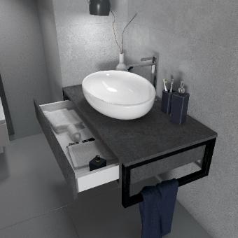 Тумба с раковиной 1Marka Grunge Loft 100П темно-серый бетон Тумба с раковиной 1Marka Grunge Loft 100П темно-серый бетон