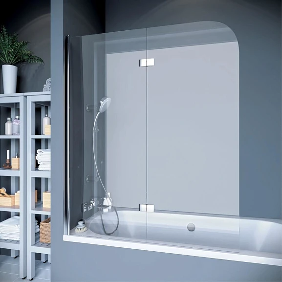 Шторка на ванну Koller Pool Waterfall Line QP 97 Left 115*140 непрозрачная Grape 6мм хром