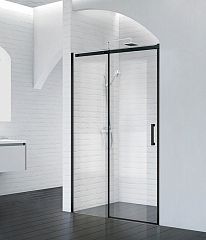 Душевая дверь в нишу BelBagno ACQUA-BF-1-120-C-NERO 120*210 L/R профиль черный с поддоном 120*100*15