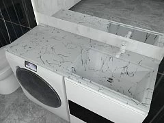 Полувстраиваемая раковина Stella Polar Мадлен 120*48 R белый мрамор для установки над стиральной машиной