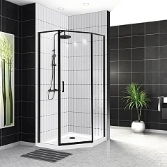 Душевой уголок BelBagno UNO-195-P-1-100-C-NERO 100*100*195 L/R без поддона