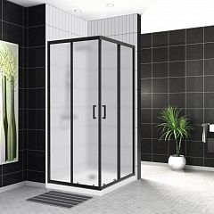 Душевой уголок BelBagno UNO-195-A-2-90-P-NERO 90*90*198 (с поддоном TRAY-AS-A 90*90*3 черный матовый)