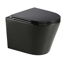 Подвесной унитаз WeltWasser Salzbach 041 MT-BL 35,5*51,5 смыв Tornado, черный матовый безободковый с крышкой-сиденьем микролифт Подвесной унитаз WeltWasser Salzbach 041 MT-BL 35,5*51,5 смыв Tornado, черный матовый безободковый с крышкой-сиденьем микролифт