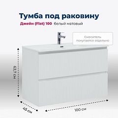 Тумба с раковиной Aquanet Джейн (Flat) 100 белый матовый