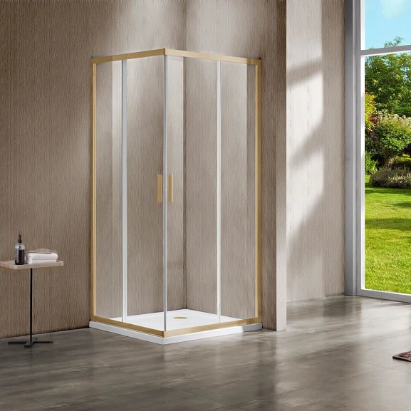 Душевой уголок Vincea Garda VSS 120*120*190 профиль брашированное золото без поддона