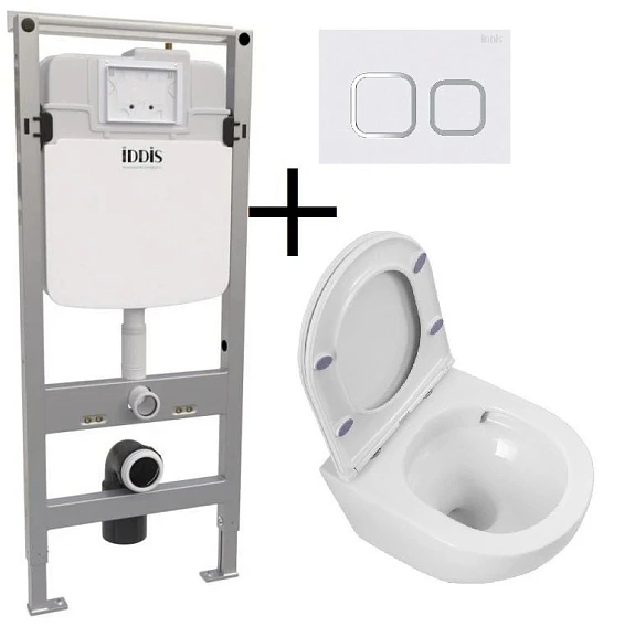 Комплект Iddis 3в1: унитаз, инсталляция, клавиша смыва Profix+Sfera tor клавиша белая матовая/глянцевый хром