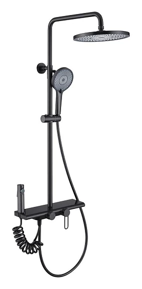 Душевая стойка Olive’s Kabrera 37294KBB с изливом и гигиенической лейкой черная матовая