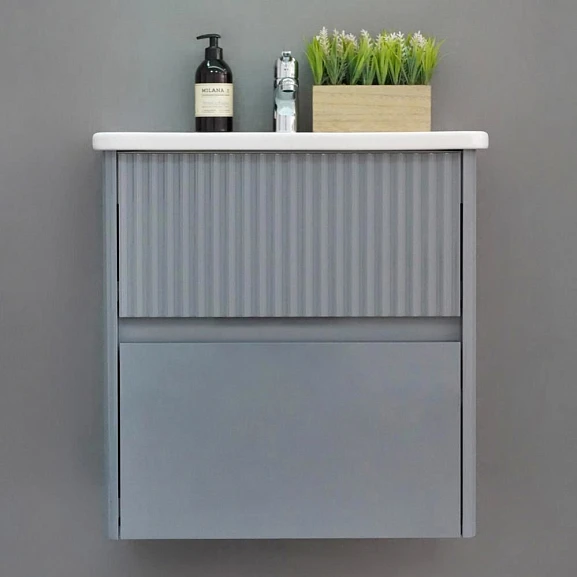 Тумба с раковиной Alavann Wave 60 голубой деним