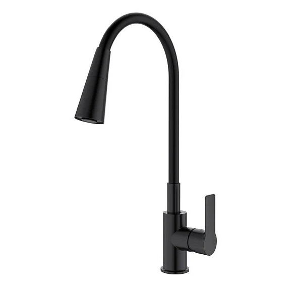 Смеситель Splenka S06.43.06 для кухни с гибким изливом черный матовый