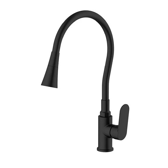 Смеситель Splenka S41.43.06 для кухни с гибким изливом черный матовый