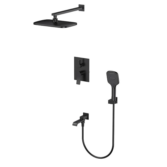 Душевой комплект Splenka S31.27.06 с изливом скрытый монтаж черный матовый