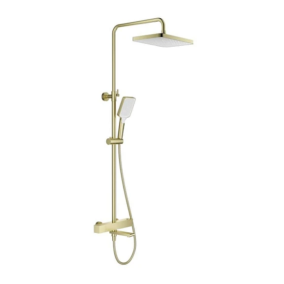 Душевая стойка Splenka S224.26.03 с термостатом и изливом золотой сатин