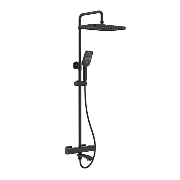 Душевая стойка Raglo R01.26.06 с термостатом и изливом черная матовая