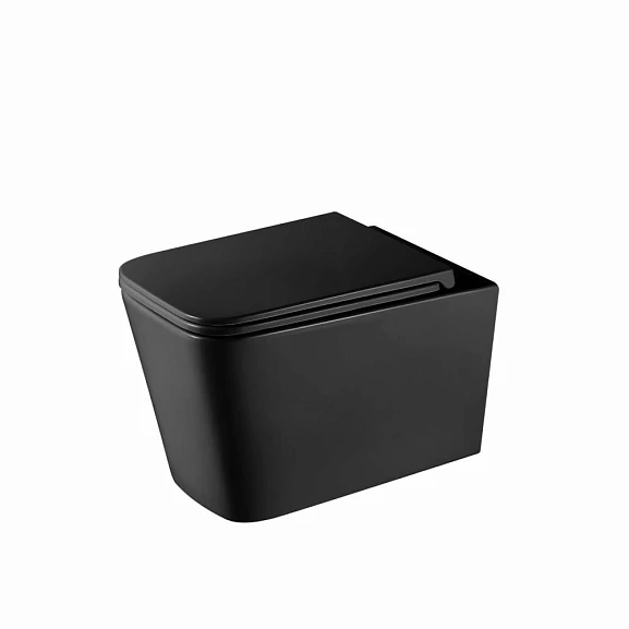 Подвесной унитаз Grossman Tornado GR-4441BMSQ 36*53 черный матовый безободковый смыв торнадо с крышкой-сиденьем микролифт Slim