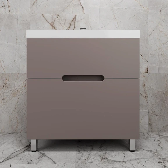 Тумба с раковиной Style Line Матис 80 напольная тауп темный