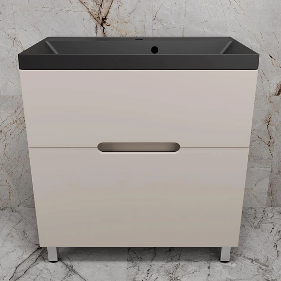 Тумба с раковиной Style Line Матис 80 напольная крем (раковина Asti 80*45 антрацит)