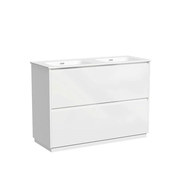Тумба с раковиной Sancos Libra 120 напольная белый глянец (двойная раковина Element CN7004)