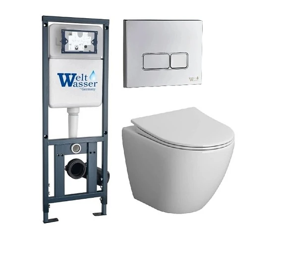 Комплект инсталляции WeltWasser с унитазом Marberg 410 Vista NG-9301 клавиша хром