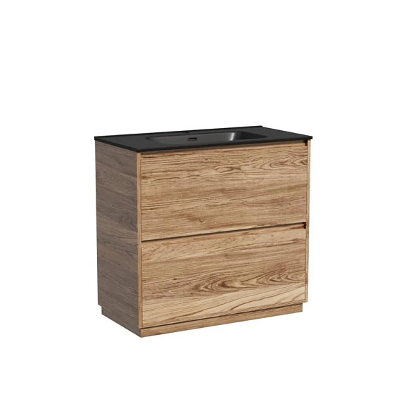 Тумба с раковиной Sancos Libra 90 напольная дуб чарльстон (раковина Element CN7002MB черная матовая)