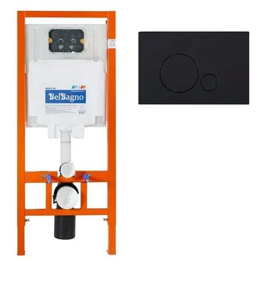Система инсталляции BelBagno BB002-80 с черной кнопкой смыва