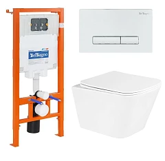 Комплект инсталляции 4 в 1 BelBagno (унитаз с сиденьем Due BB3103CHR/SC + система инсталляции BB002-80 с клавишей смыва BB018-GV-BIANCO)