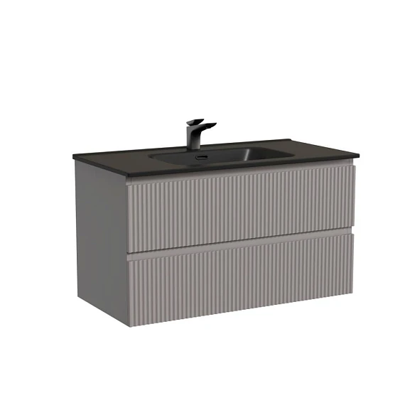 Тумба с раковиной Sancos Snob R 90 Doha Soft (раковина Element CN7002MB черная матовая)