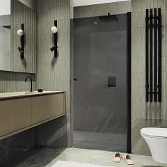 Душевая дверь в нишу MaybahGlass 80*198 профиль черный матовый стекло графит без поддона