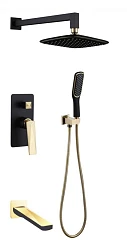 Душевой комплект Boheme Venturo 384-B-2 с изливом черный матовый/золото
