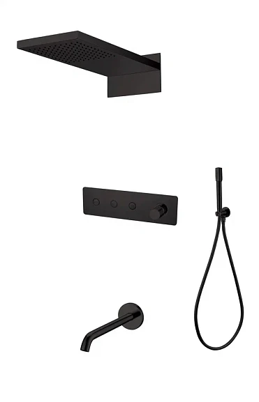 Душевой комплект Boheme Fusion 130-2-B с изливом черный матовый
