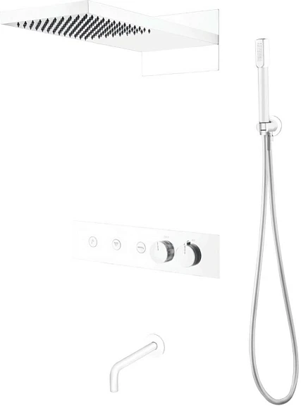 Душевой комплект Boheme Fusion 131-2-MW с термостатом и изливом белый матовый