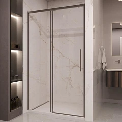 Душевая дверь в нишу Vincea Stella 140*200 стекло прозрачное профиль вороненая сталь без поддона