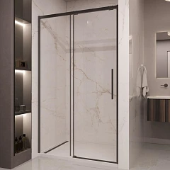 Душевая дверь в нишу Vincea Stella 140*200 стекло прозрачное профиль черный матовый без поддона