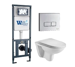 Комплект инсталляции WeltWasser с унитазом Baarbach Marberg 410 клавиша хром глянец