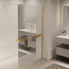 Душевая перегородка Vincea Walk-In 100*200 с полкой стекло зеркальное профиль золото матовое без поддона