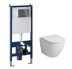 Система инсталляции Grossman для унитаза с кнопкой вороненая сталь