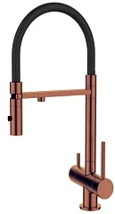 Смеситель DQ DA1462502Rose для кухни с гибким изливом и функцией подключения фильтра брашированное розовое золото