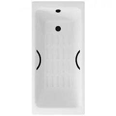 Чугунная ванна Delice Parallel 160х70 с черными матовыми ручками и антискользящим покрытием (комплект)