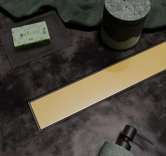 Душевой лоток Veconi Stesso VS700G боковой выпуск брашированное золото