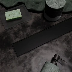 Душевой лоток Veconi Stesso VS700B боковой выпуск черный матовый