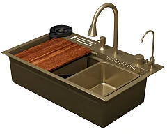 Кухонная мойка DQ DKS754607 75*46 многофункциональная матовое золото