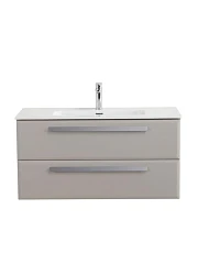 Тумба с раковиной Cezares Эко-Кер-Н/Eco-Cer-N 100 серо-бежевая матовая (раковина CZR-8095-100, ручки серые)