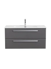 Тумба с раковиной Cezares Эко-Кер-Н/Eco-Cer-N 100 темно-серая матовая (раковина CZR-8095-100, ручки серые)