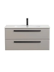 Тумба с раковиной Cezares Эко-Кер-Н/Eco-Cer-N 100 серо-бежевая матовая (раковина CZR-8095-100, ручки черные)