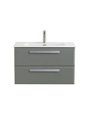 Тумба с раковиной Cezares Эко-Кер-Н/Eco-Cer-N 80 серо-зеленая матовая (раковина CZR-8095-80, ручки серые)