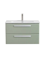 Тумба с раковиной Cezares Эко-Кер-Н/Eco-Cer-N 80 светло-зеленая матовая (раковина CZR-8095-80, ручки сатин)