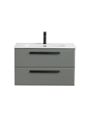 Тумба с раковиной Cezares Эко-Кер-Н/Eco-Cer-N 80 серо-зеленая матовая (раковина CZR-8095-80, ручки черные)