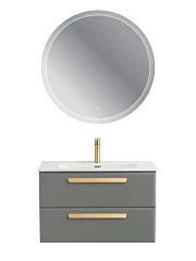 Комплект мебели Cezares Эко-Кер-Н/Eco-Cer-N 80 серо-зеленый матовый (раковина CZR-8095-80, ручки сатиновое золото)