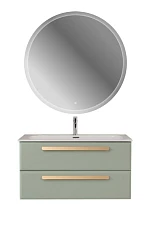 Комплект мебели Cezares Эко-Кер-Н/Eco-Cer-N 100 светло-зеленый матовый (раковина CZR-8073-100, ручки сатиновое золото)