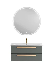 Комплект мебели Cezares Эко-Кер-Н/Eco-Cer-N 100 серо-зеленый матовый (раковина CZR-8073-100, ручки сатиновое золото)